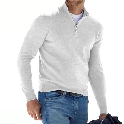 Warm Zip Neck Merino Wool Sweater