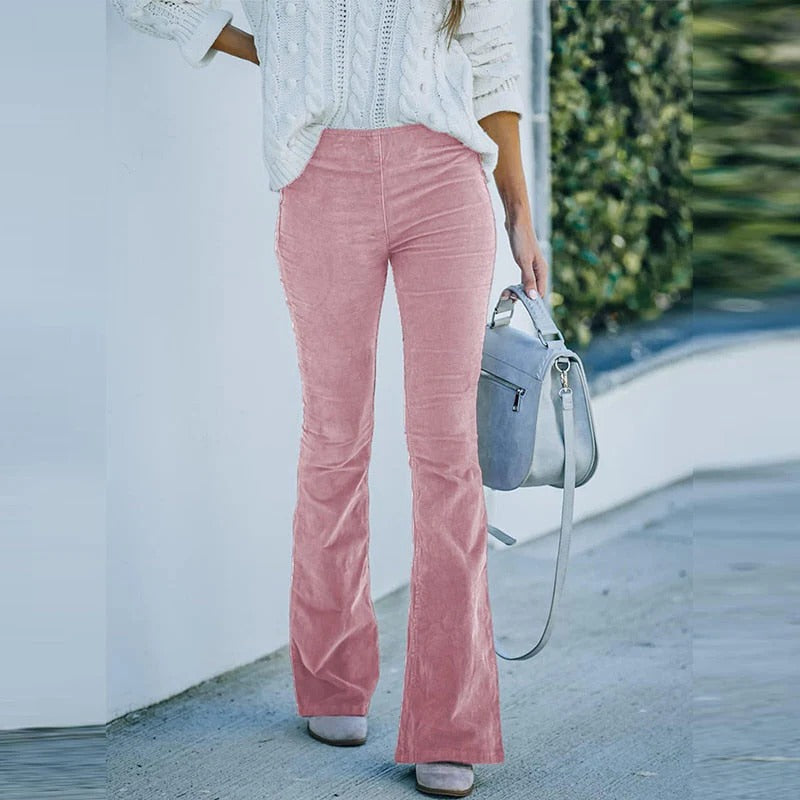 Comfortable Fit Corduroy Trousers - Hehif