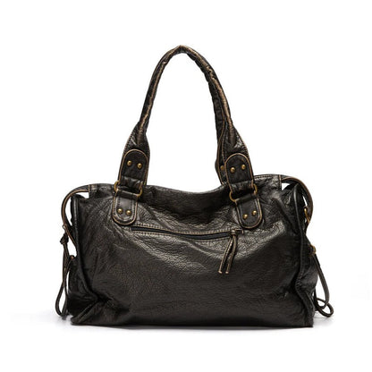 Elegant Real Leather Tote Bag - Hehif