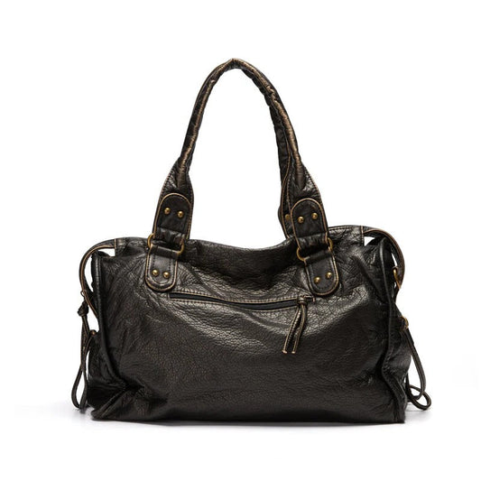 Elegant Real Leather Tote Bag - Hehif