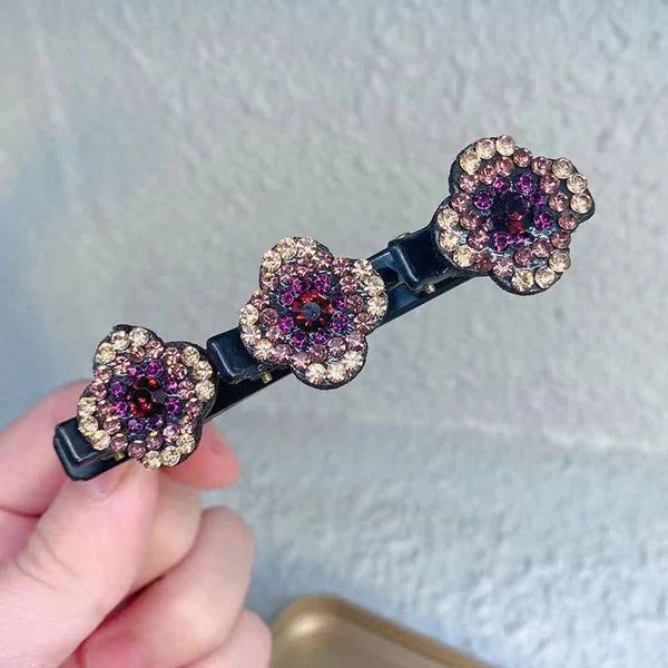 Shiny Gemstone Braided Hair Barrettes
