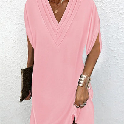 Classic Dress with Simple Flare Sleeves - Hehif