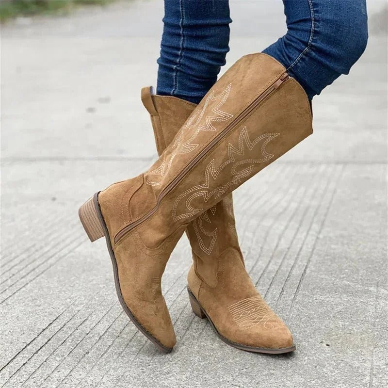 Mid Calf Western Riding Boots