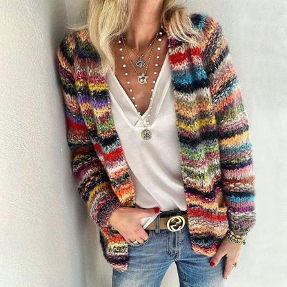 Colorful Open Front Sweater