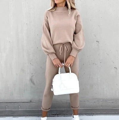 Cozy Crew Neck Outfit Set - Hehif