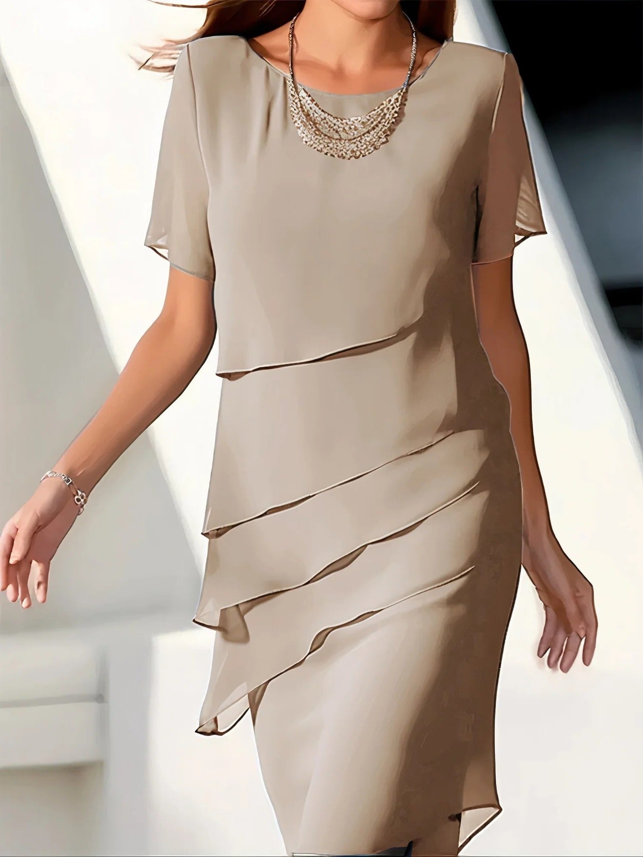 Layered Flowy Evening Dress - Hehif