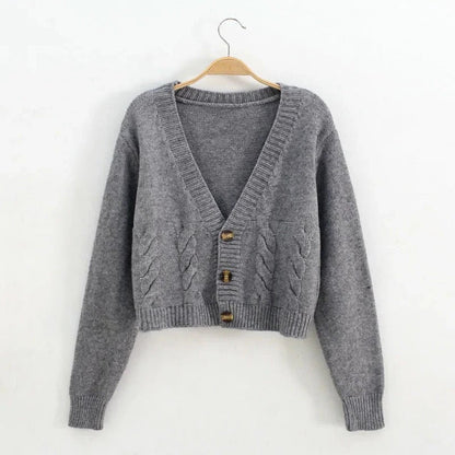 Relaxed Fit V-neck Sweater - Hehif
