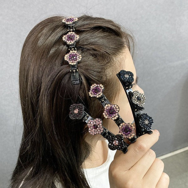 Shiny Gemstone Braided Hair Barrettes