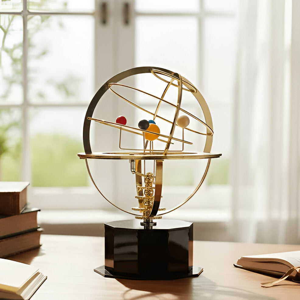 Metallic Globe Planetary Model with 9 Detailed Planets