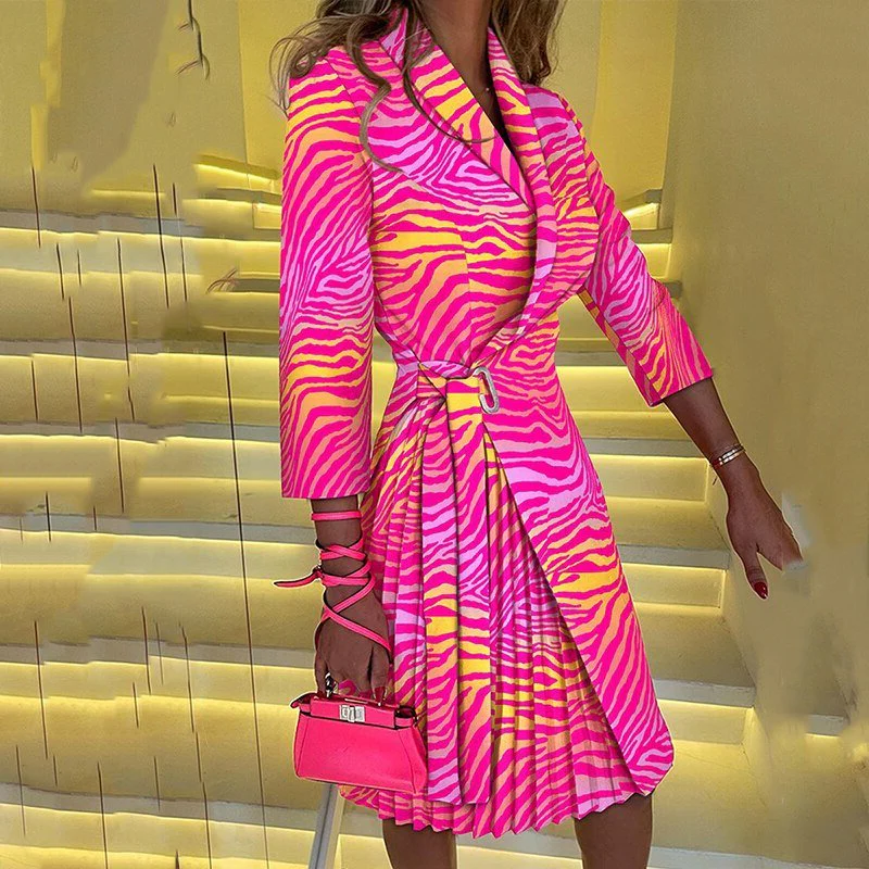 Chic Lapel Collar Blazer Dress - Hehif