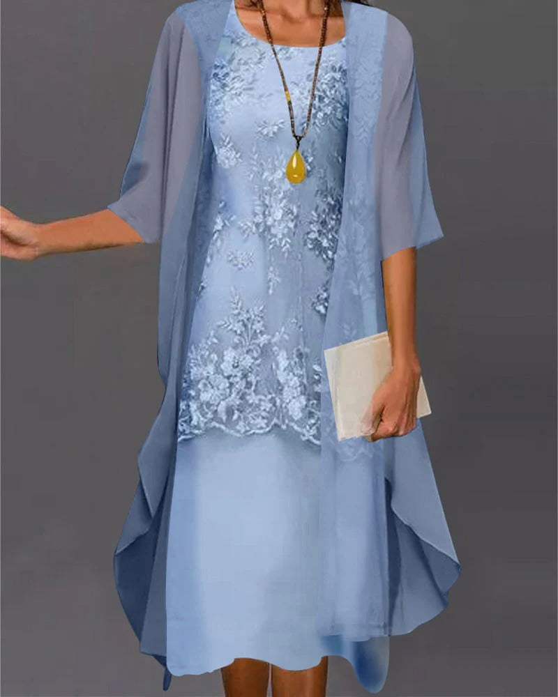 2 Piece Flowy Women's Chiffon Dress