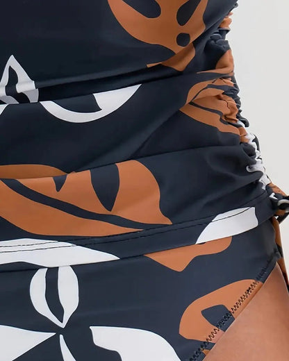 Foldable Leaf Print Swimwear