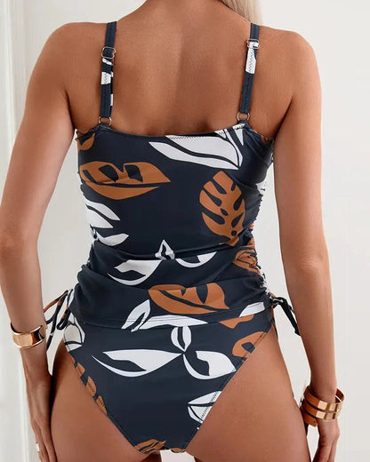 Foldable Leaf Print Swimwear