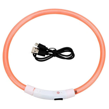 Glowing USB Dog Collar, Rechargeable LED Pet Necklace