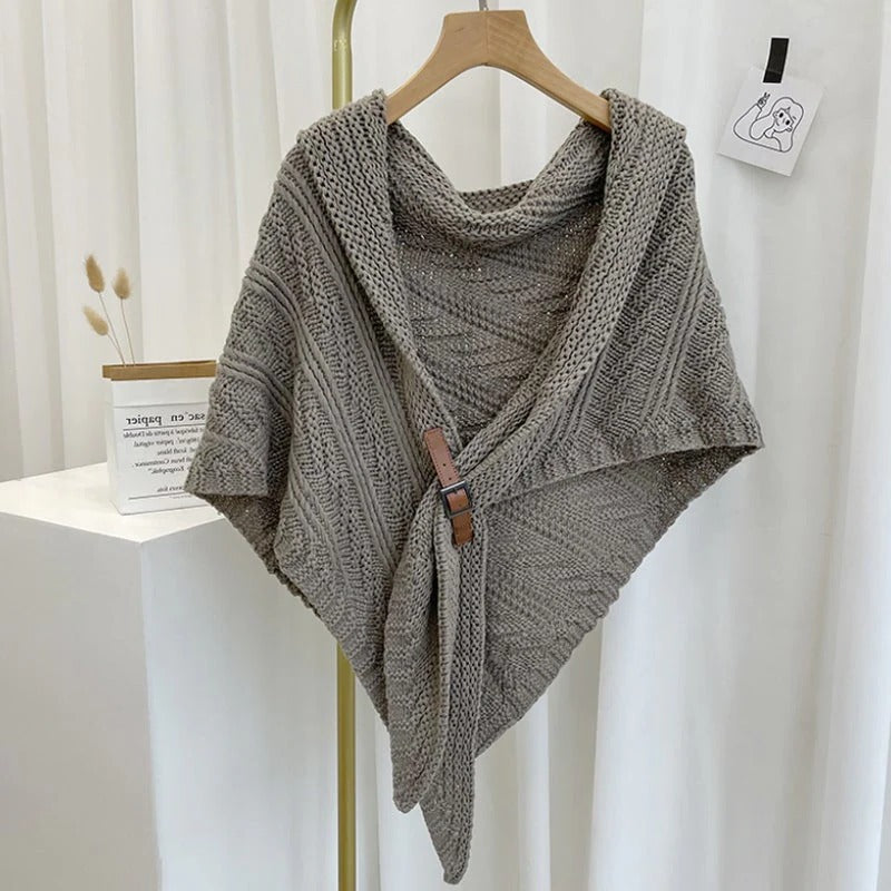 Stylish Crochet Wrap with Faux Leather Clasp