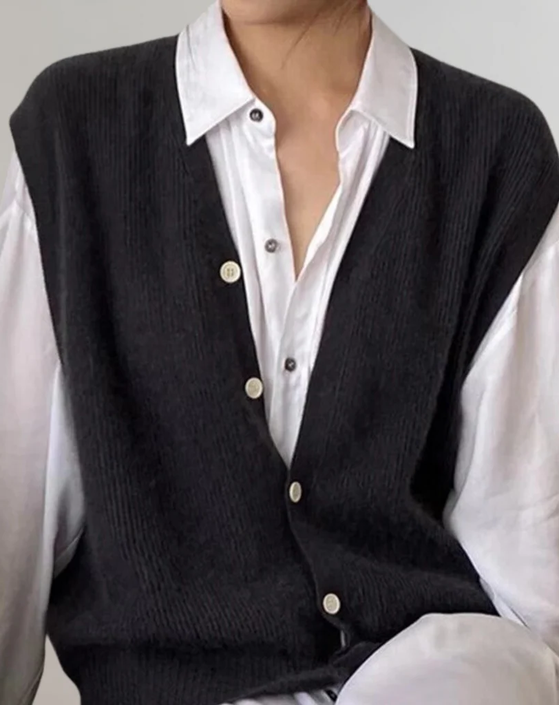 Cozy Cable Knit Button Vest