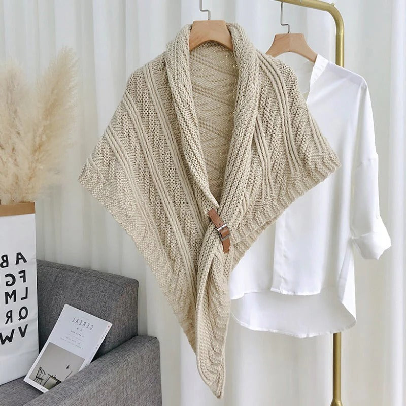 Stylish Crochet Wrap with Faux Leather Clasp