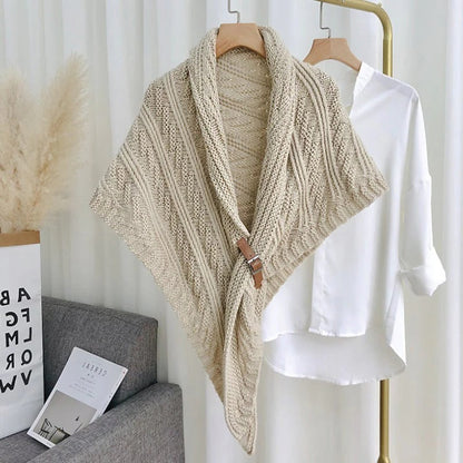 Stylish Crochet Wrap with Faux Leather Clasp