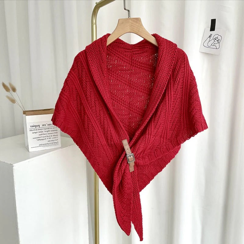 Stylish Crochet Wrap with Faux Leather Clasp