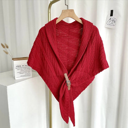 Stylish Crochet Wrap with Faux Leather Clasp