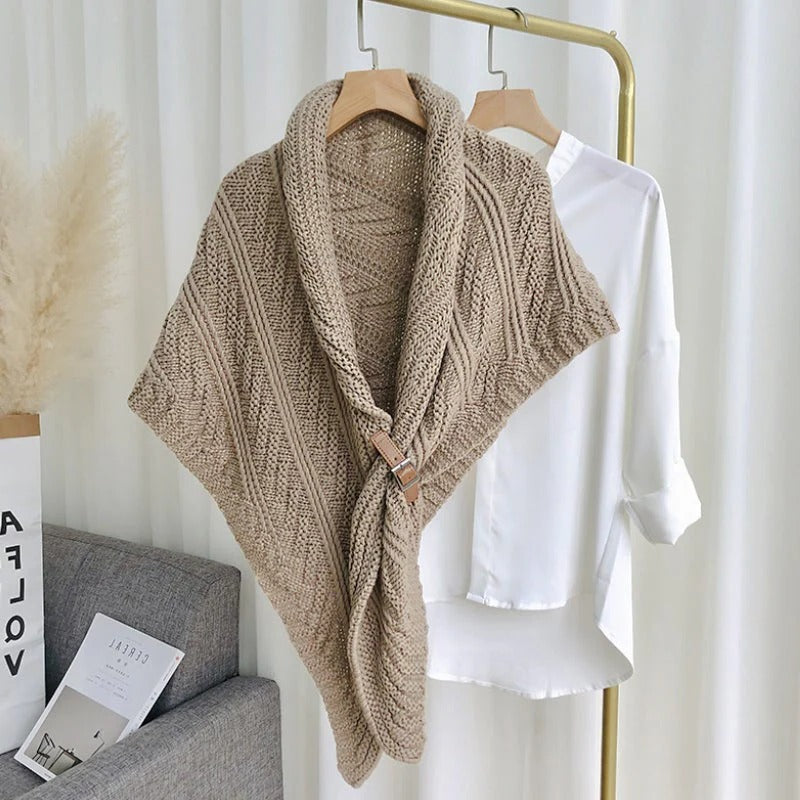 Stylish Crochet Wrap with Faux Leather Clasp