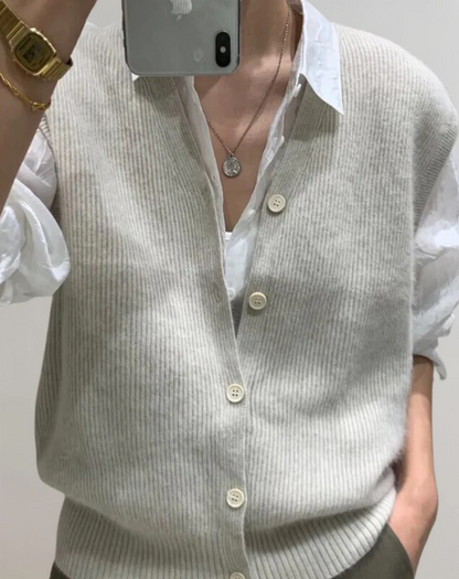 Cozy Cable Knit Button Vest