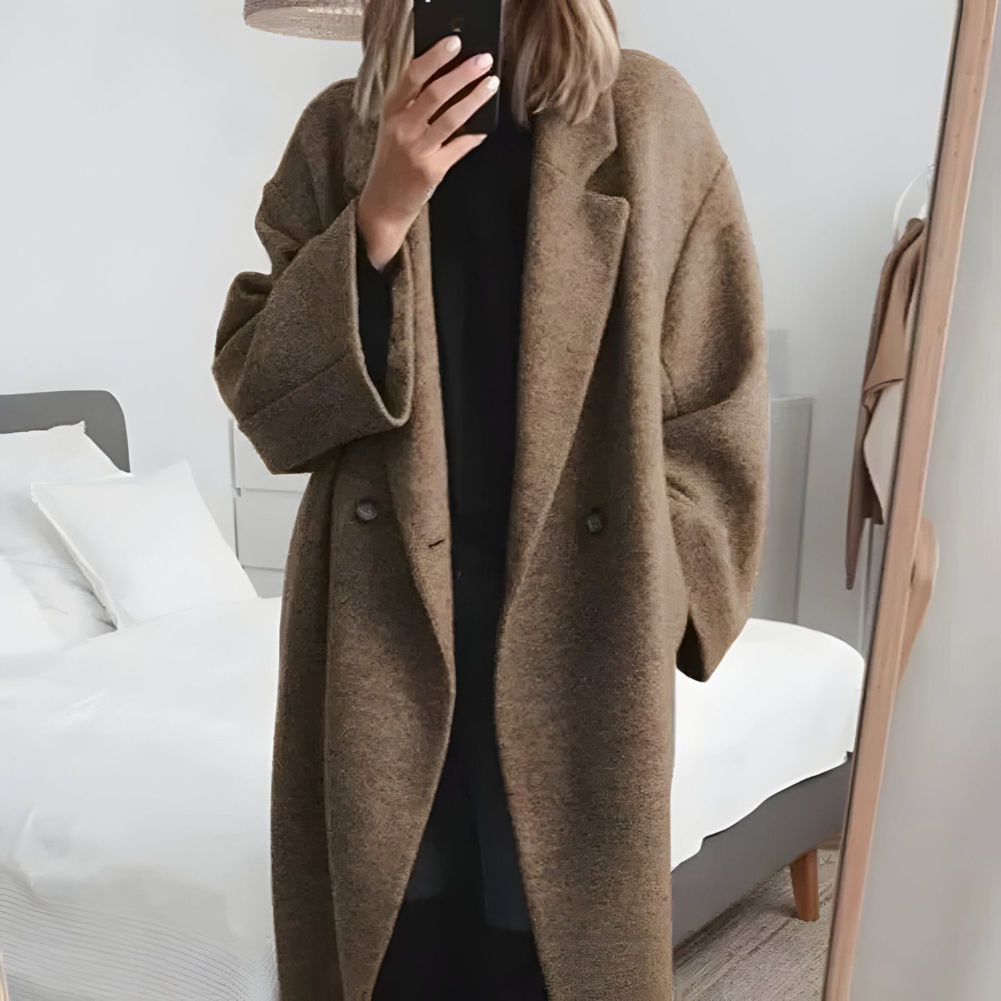 Luxury Women's Long Cashmere Trench Coat