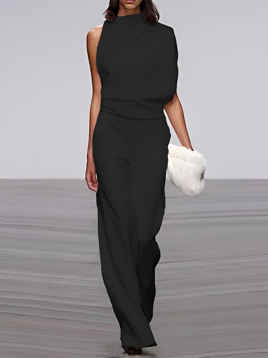 Women's Sleeveless Wide Leg Jumpsuit - Hehif