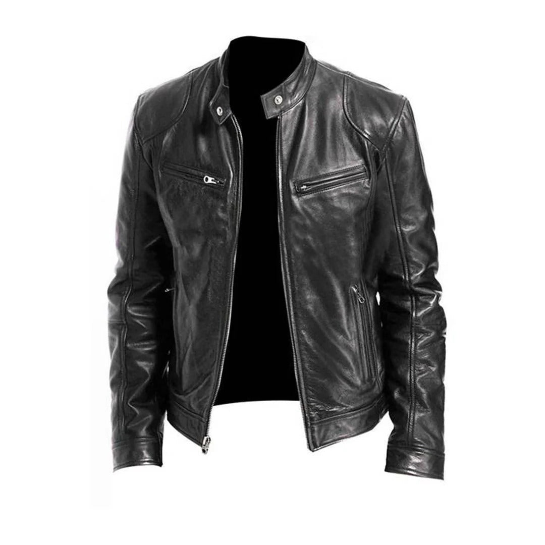 Classic Mens Biker Leather Jacket - Hehif