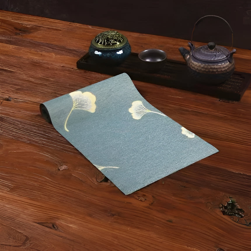 Elegant Waterproof Table Runner Green Leaf Tea Table Mat