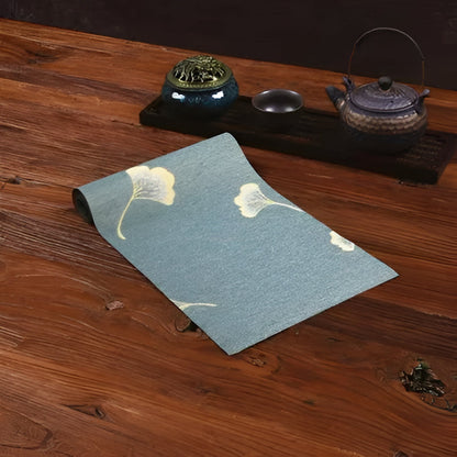 Elegant Waterproof Table Runner Green Leaf Tea Table Mat