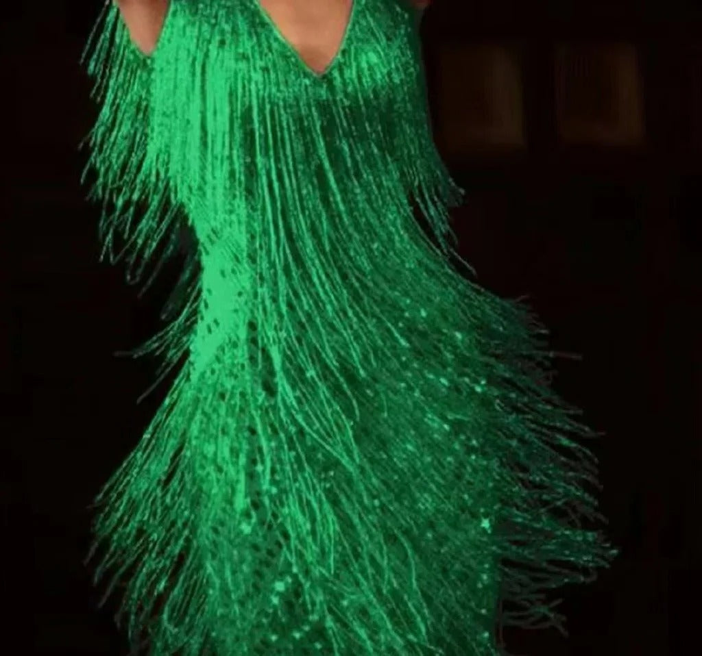 Glamorous Party Dress with Glitter and Fringe