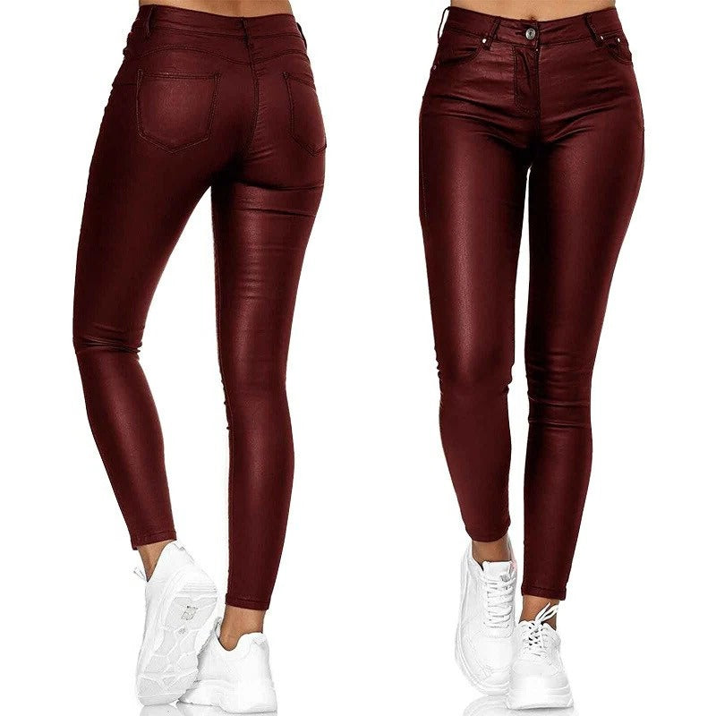 Flexible Faux Leather Trousers