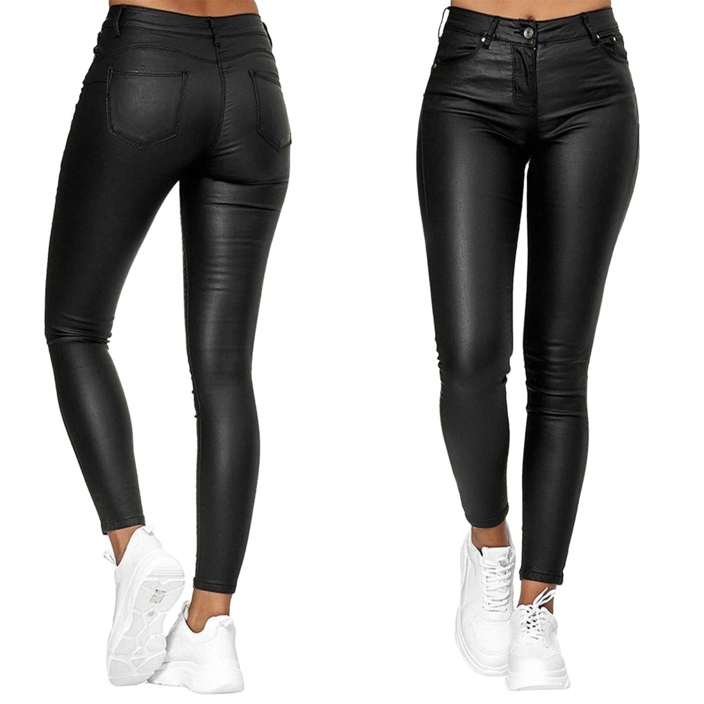 Flexible Faux Leather Trousers