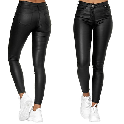 Flexible Faux Leather Trousers