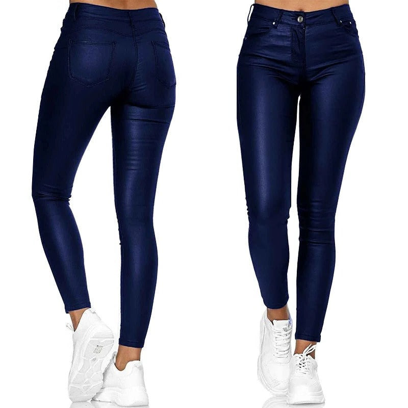 Flexible Faux Leather Trousers