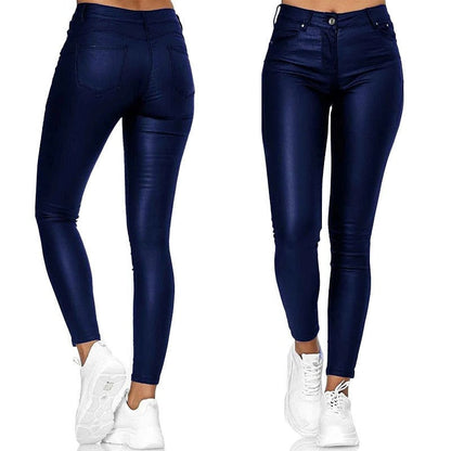 Flexible Faux Leather Trousers