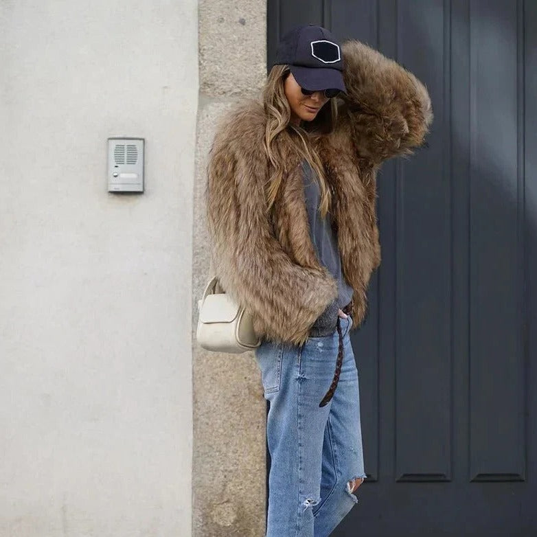 Ladies' Soft Fake Fur Coat