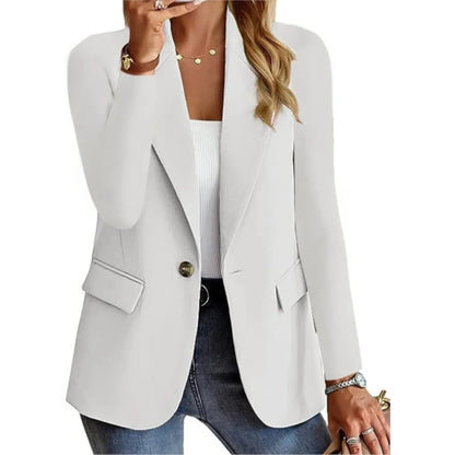 Women's Classic Fit Blazer with Pockets and Buckle Closure