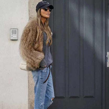 Ladies' Soft Fake Fur Coat