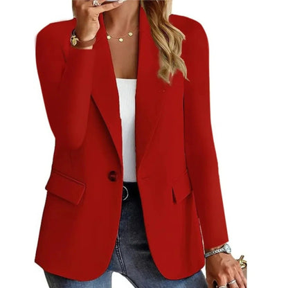Women's Classic Fit Blazer with Pockets and Buckle Closure
