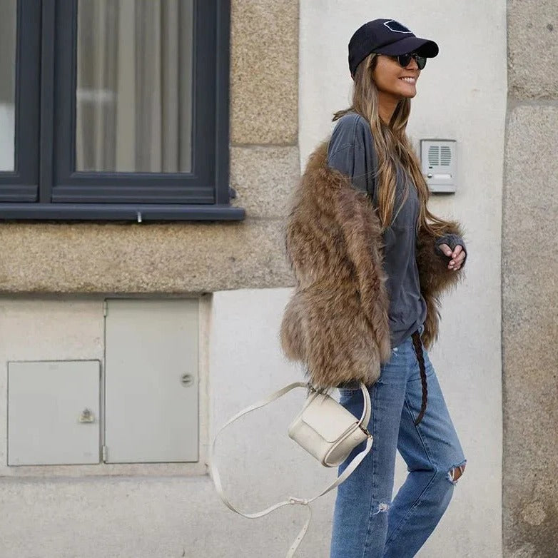 Ladies' Soft Fake Fur Coat