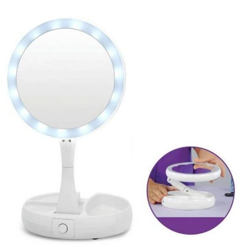 Portable LED Travel Makeup Mirror - Hehif