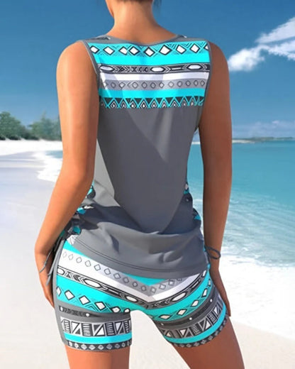 Women's Swim Tankini Set with V-Neck Top