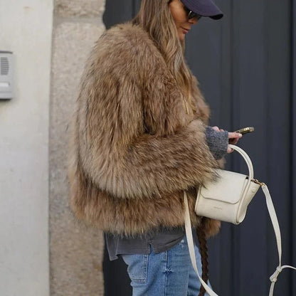 Ladies' Soft Fake Fur Coat - Hehif