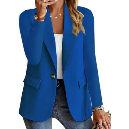 Women's Classic Fit Blazer with Pockets and Buckle Closure