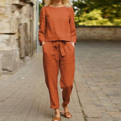 Chic Breathable Linen Two Piece Set - Hehif