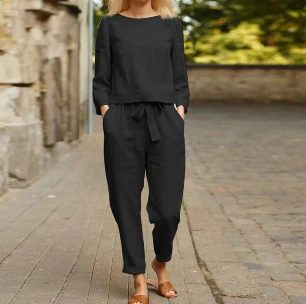 Chic Breathable Linen Two Piece Set