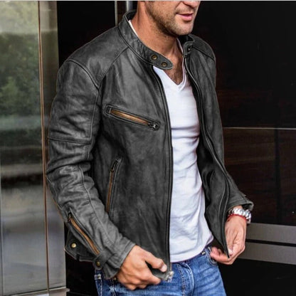 Waterproof Mens Brown Leather Coat