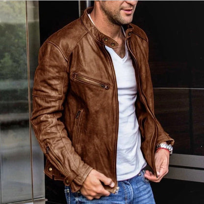 Waterproof Mens Brown Leather Coat